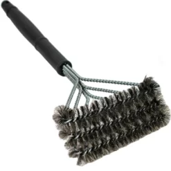 BBQ Grill Brush With Triple Stainless Steel Brush Head Bristles - Flaming Coals -AU BBQ Supplies Sales 2024 FC BRUSH02 2
