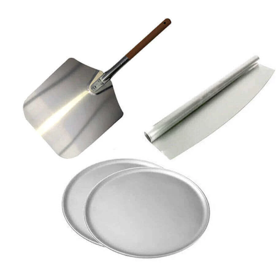 2 Large Pizza Trays, Pizza Cutter & Pizza Peel | Vogue 1 2 Large Pizza Trays, Pizza Cutter & Pizza Peel | Vogue