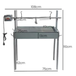 Extendable Large Charcoal BBQ Spit Rotisserie - Flaming Coals -AU BBQ Supplies Sales 2024 sp007 3